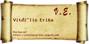 Vitális Erika névjegykártya